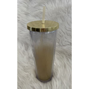 Starbucks 2014 Cold Beverage Tumbler with Straw Gold to Clear Ombre‎ 24oz